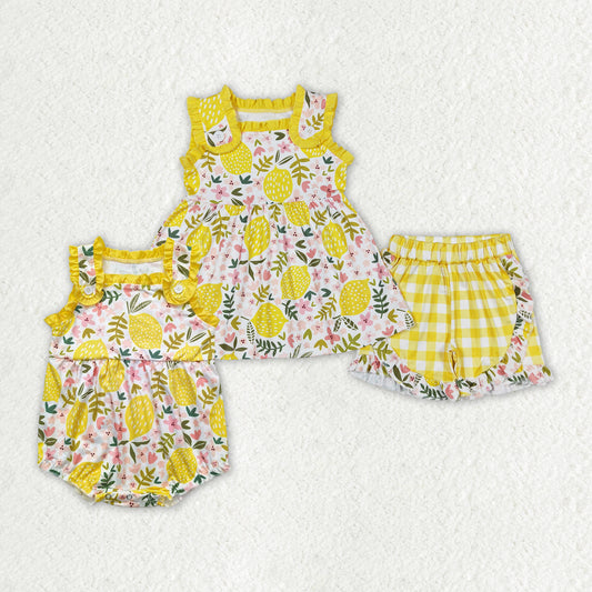 best sister lemon floral boutique clothing set girls matching sibling set