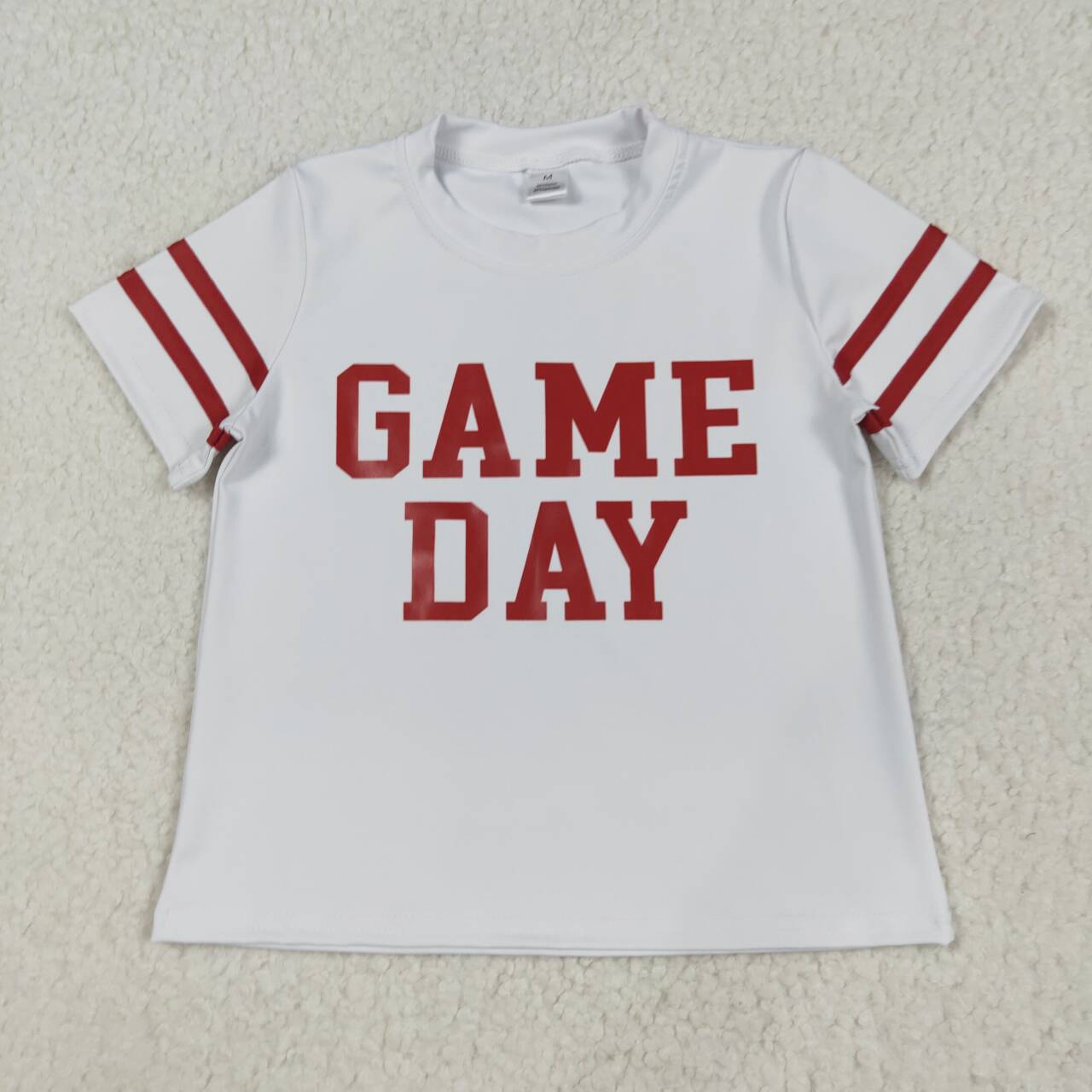 Baby girl short sleeve vinly game day white yoga t-shirt