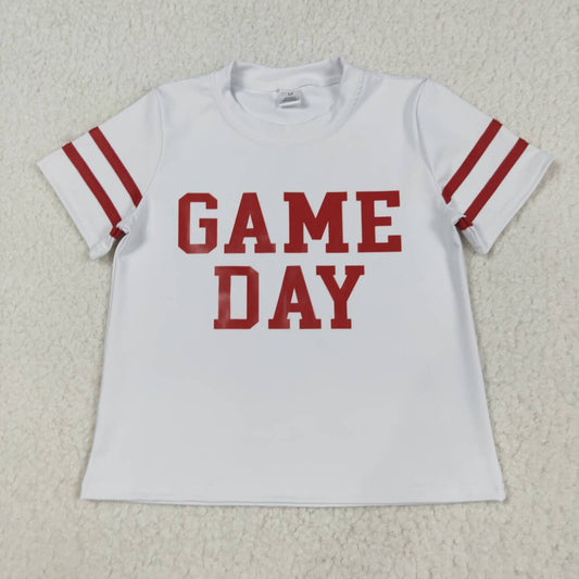 Baby girl short sleeve vinly game day white yoga t-shirt