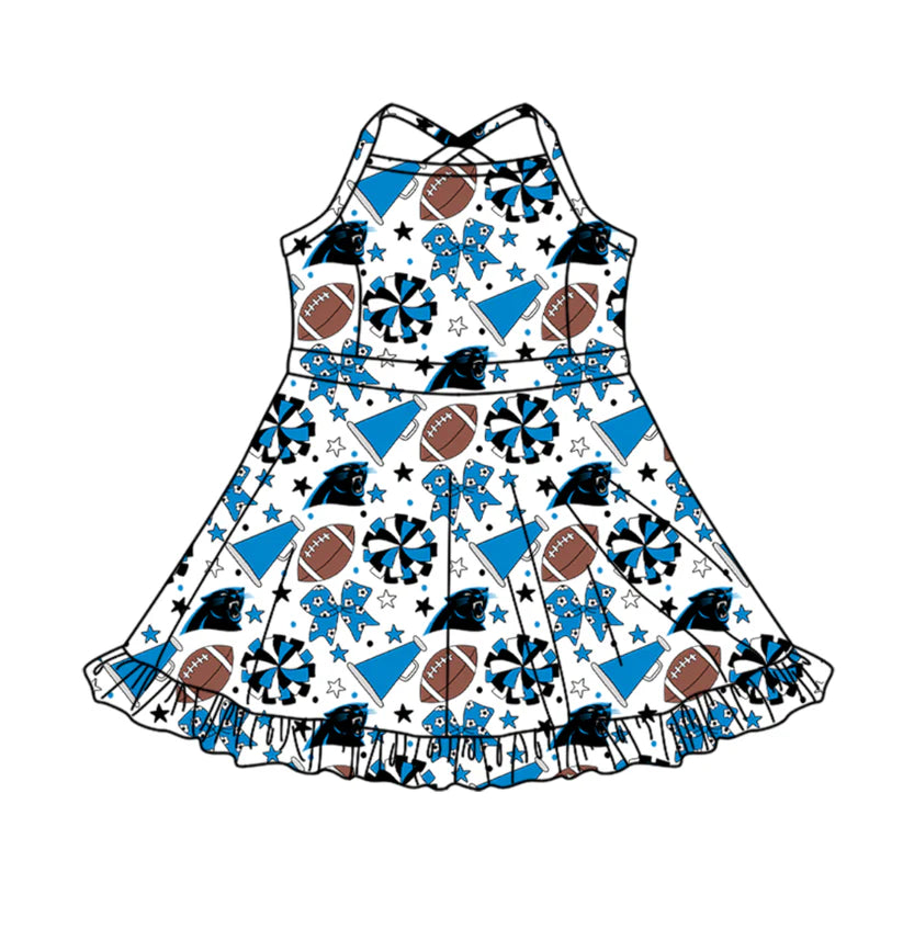 Toddle girls wholesale custom team design Baby Girls Strap Stars Bows Yoga Ruffle Knee Length Dresses Activity Wear Cute Kids Clothing