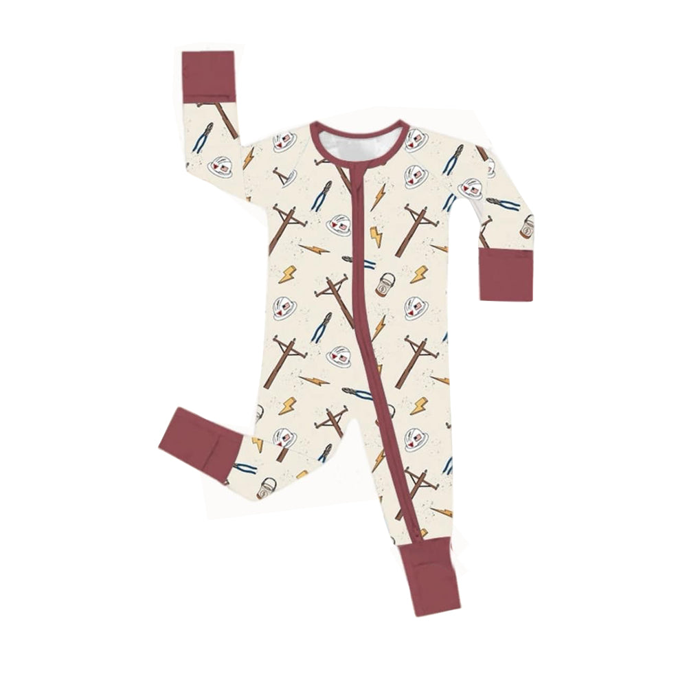 wholesale kids long sleeve fishing zip romper