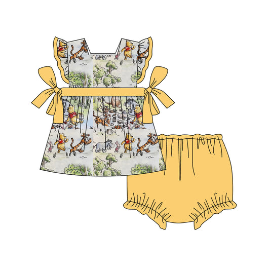 baby girl cartoon bear bummies set