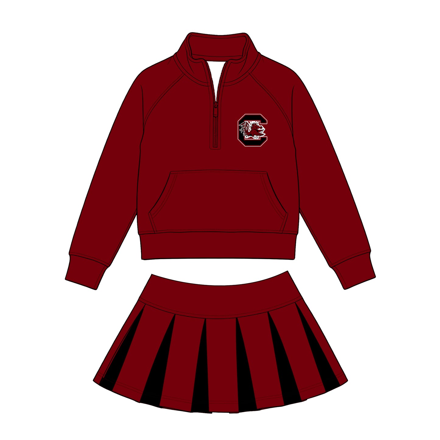 Kids long sleeve team pullover top matching skorts outfit wholesal factory price