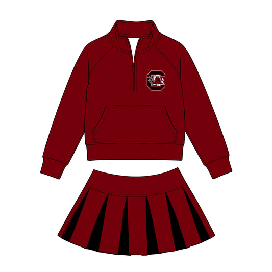 Kids long sleeve team pullover top matching skorts outfit wholesal factory price