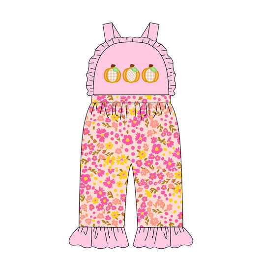 toddle girls fall pumpkin design jumpsuit wholesale factory price
