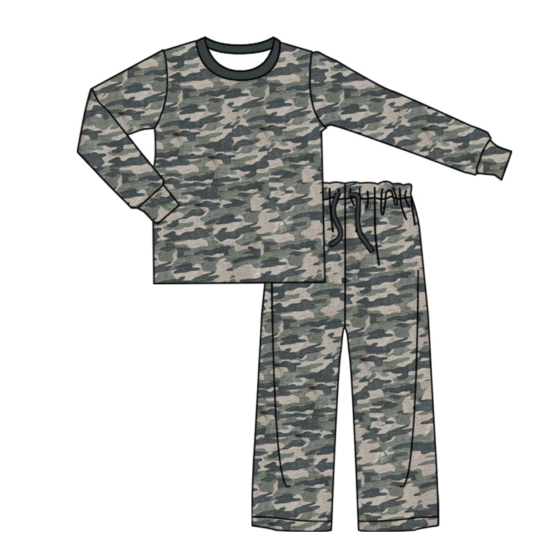 Adult man grey camo long sleeve pajama set