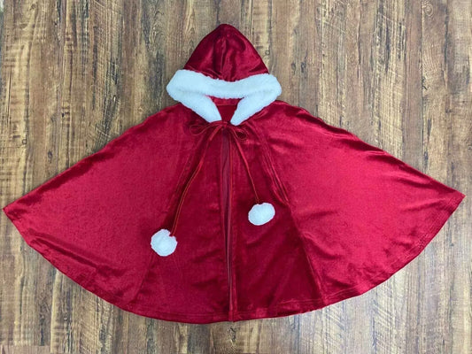 Toddle baby girls Christmas red velvet cape