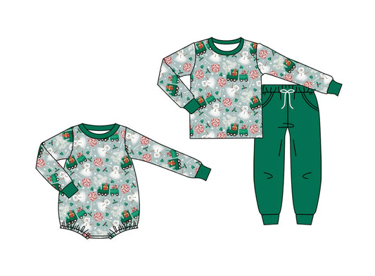 Christmas design baby long sleeve matching clothes whoesale price