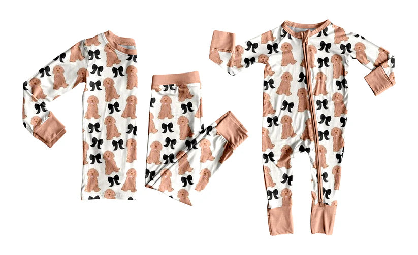 Cute dog baby long sleeve matching clothes whoesale price