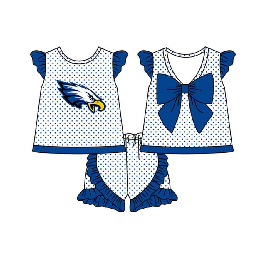 baby blue eagle design short sleeve outfit