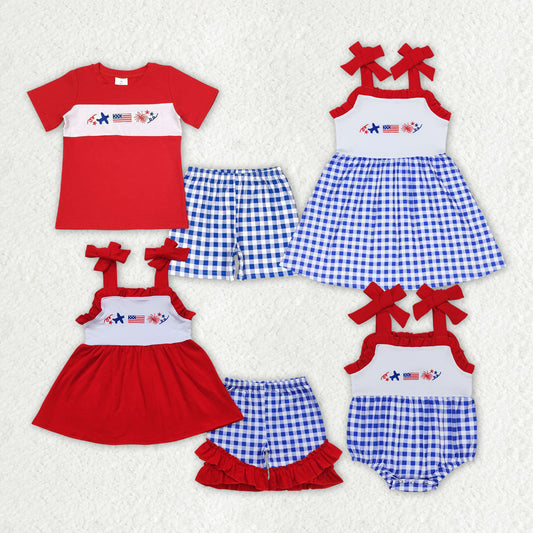 sister brother embroidery American flag baby girls july 4th matching clothes