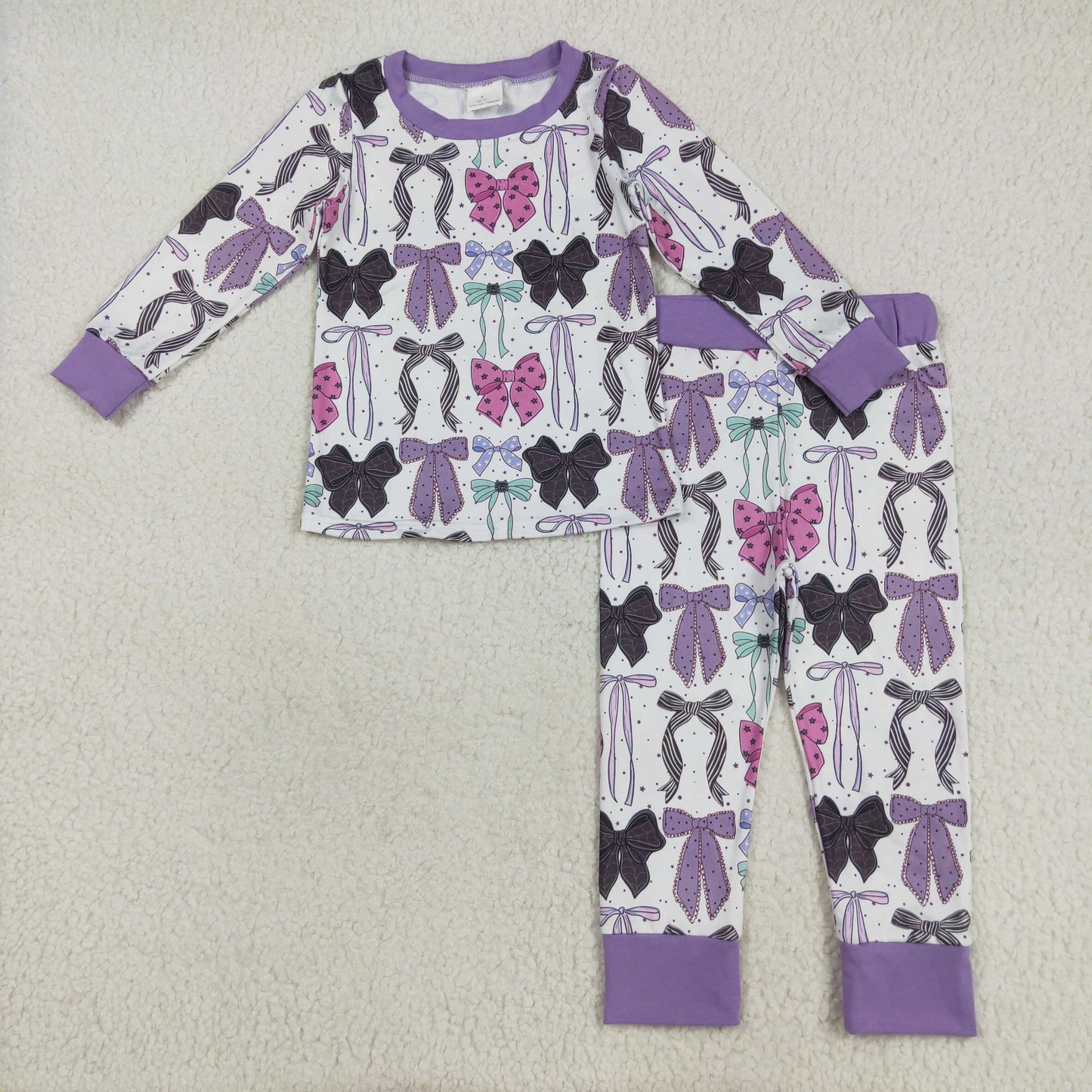 Toddle girls Halloween colorful bow tunic top matching pants fall winter clothes