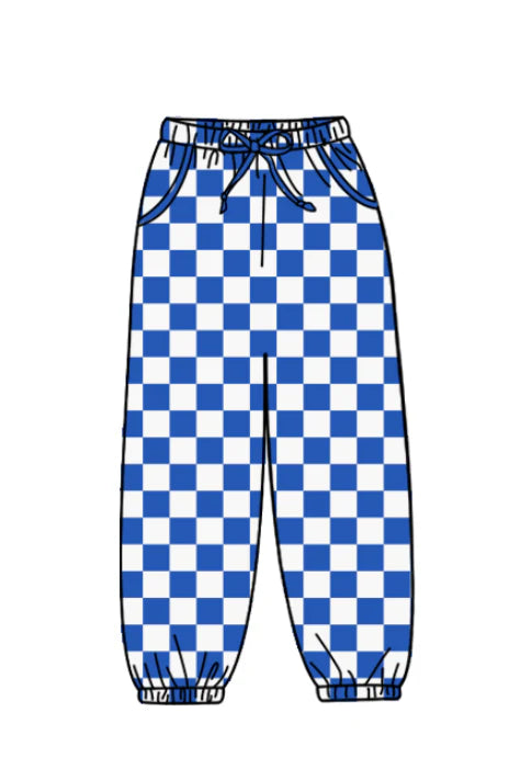 Kids custom blue plaid  legging pants