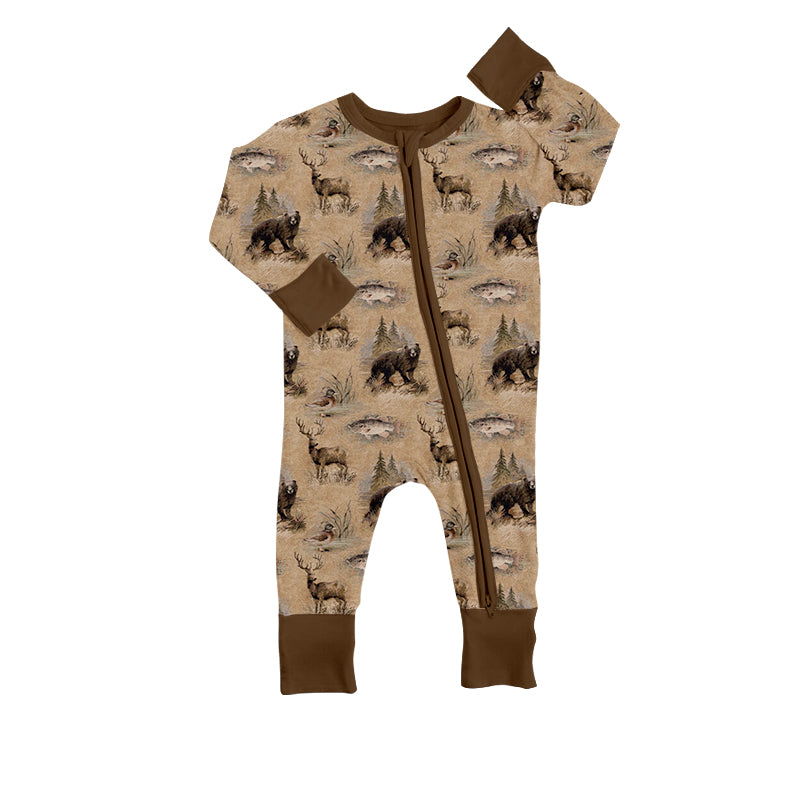baby  long sleeve bear reindeer fish animal zip romper
