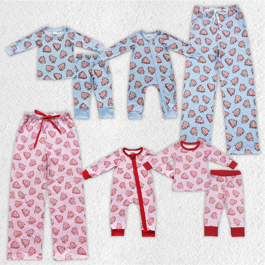 mommy and me Christmas cake print fall winter pajama set