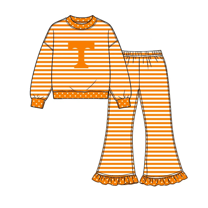 Baby girl custom team cheer design long sleeve top pants set