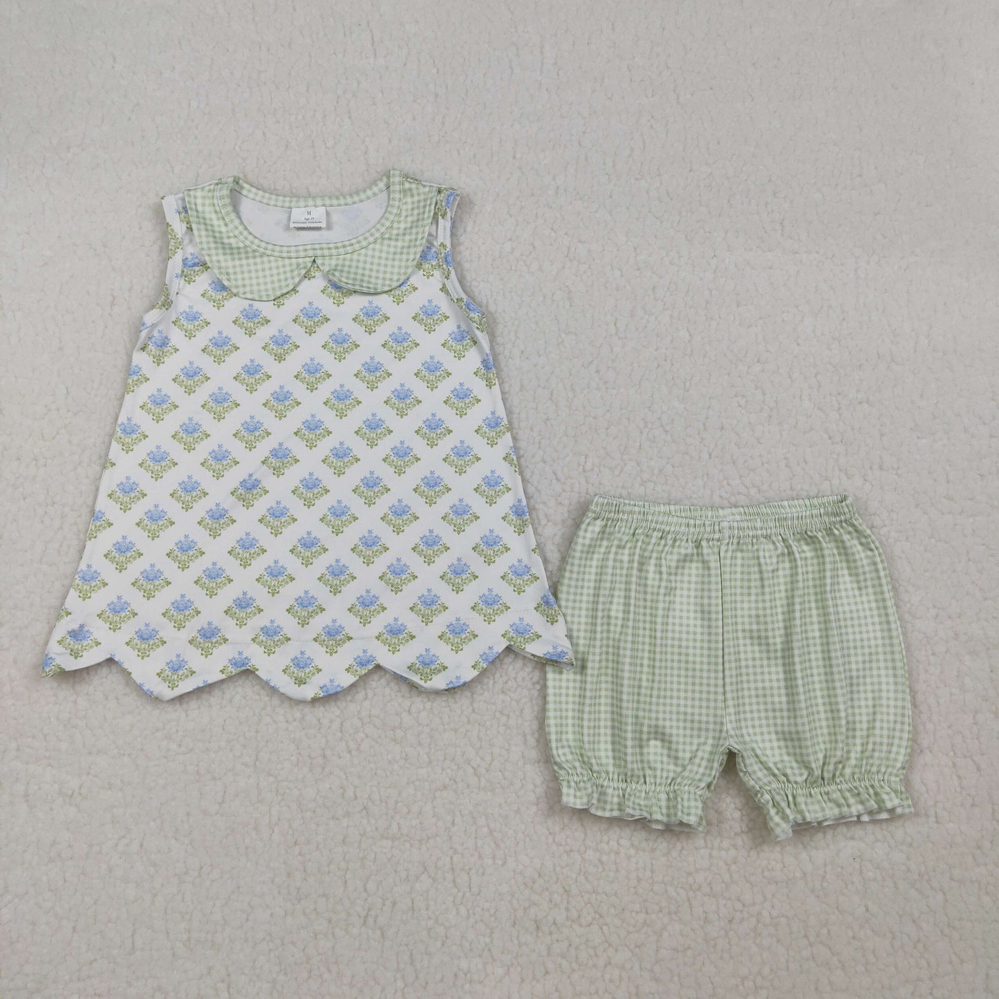 Blue flowers design toddle kids girls summer holiday outfit