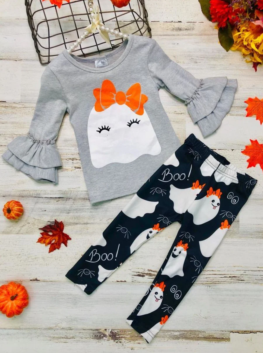 toddle baby girl halloween ghost clothing set