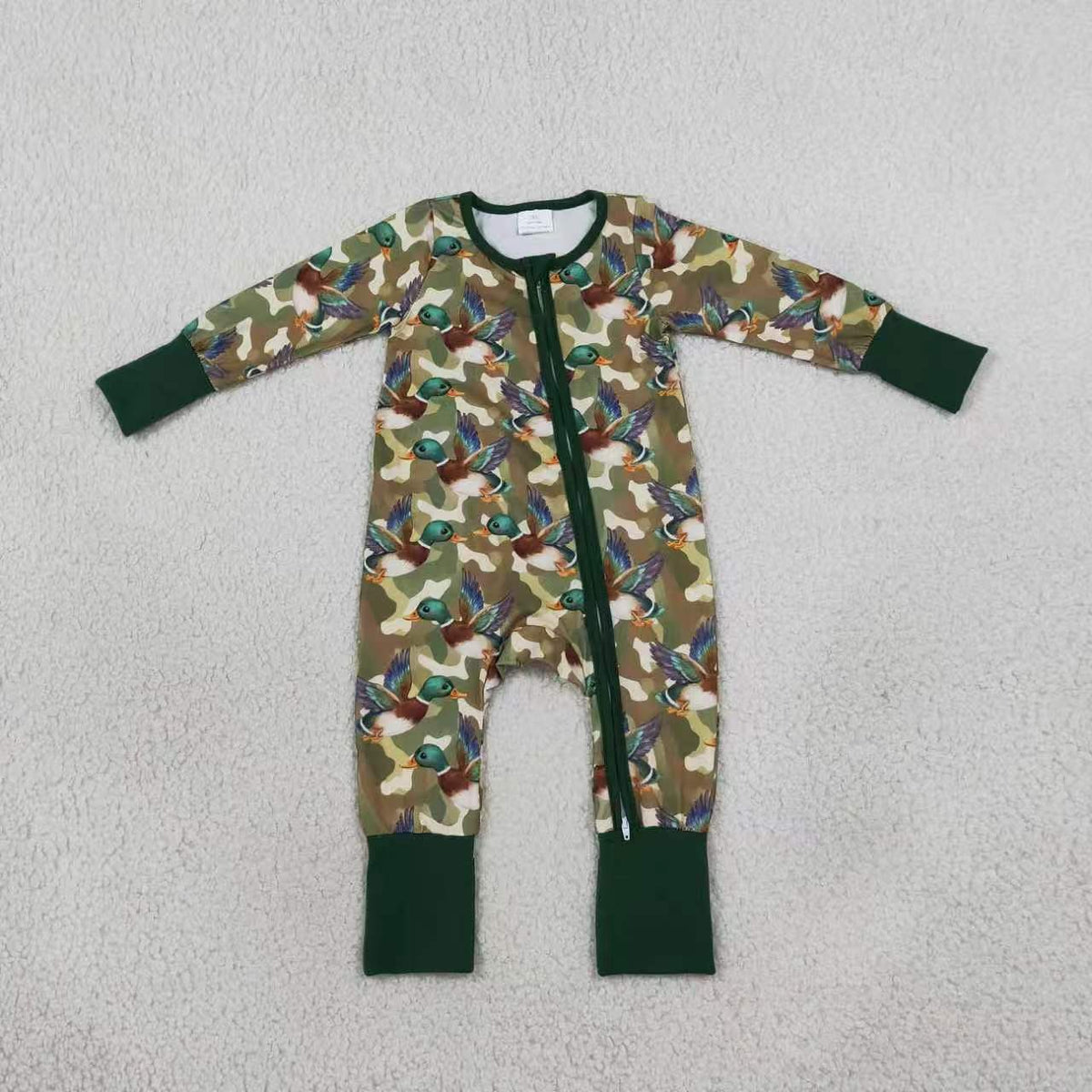 Duck print boys long sleeve set romper blanket matching outfit