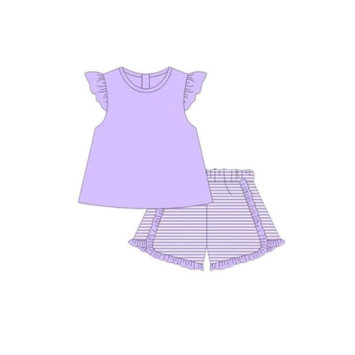 lavender shirt matching stripes shorts baby girls clothes