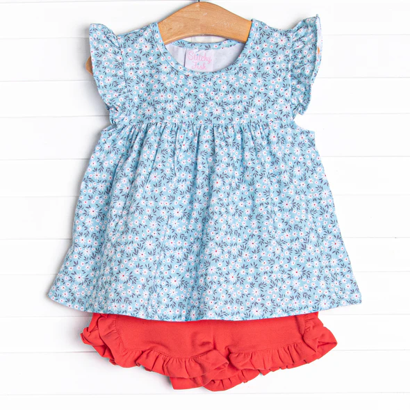 baby girls wholesale summer flowers short set