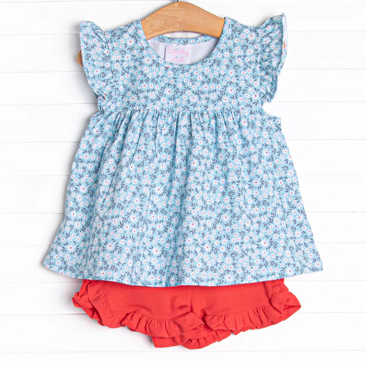 baby girls wholesale summer flowers short set
