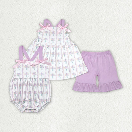Pink flowers girls summer outfit