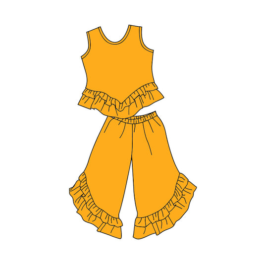 solid cotton gold boutique clothing set