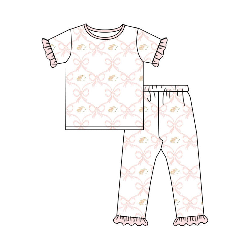 Easter bunny print kids long sleeve pajama set wholesal factory price