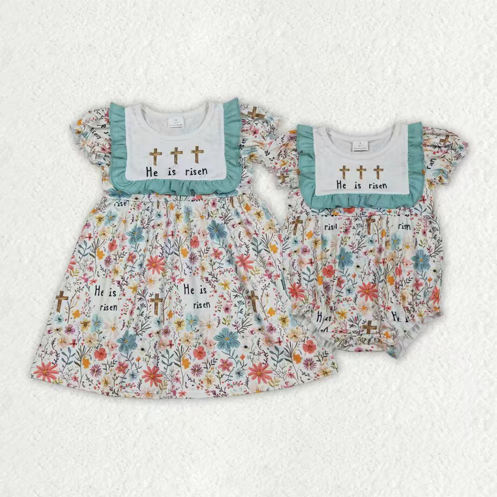 He is risen Easter design girls holiday dress