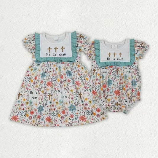 He is risen Easter design girls holiday dress