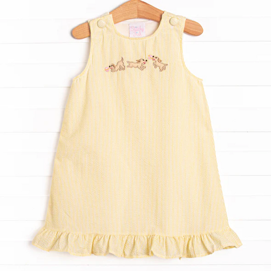 baby girl dog print yellow dress