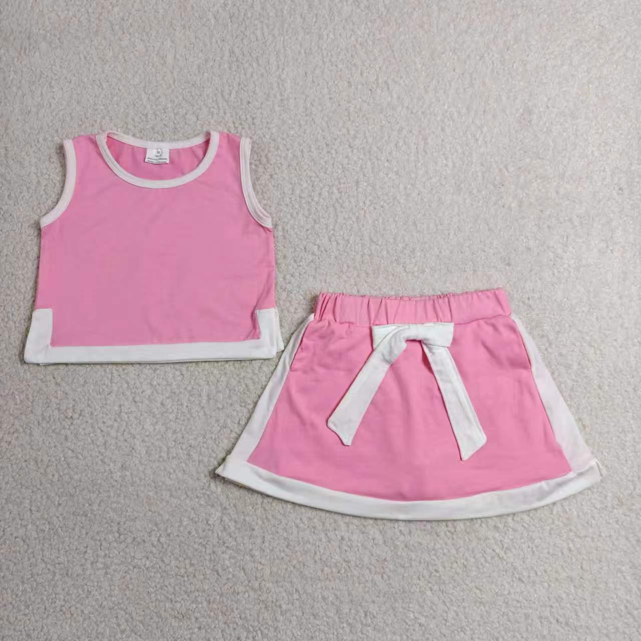 Blue tank top matching shorts girl summer outfit