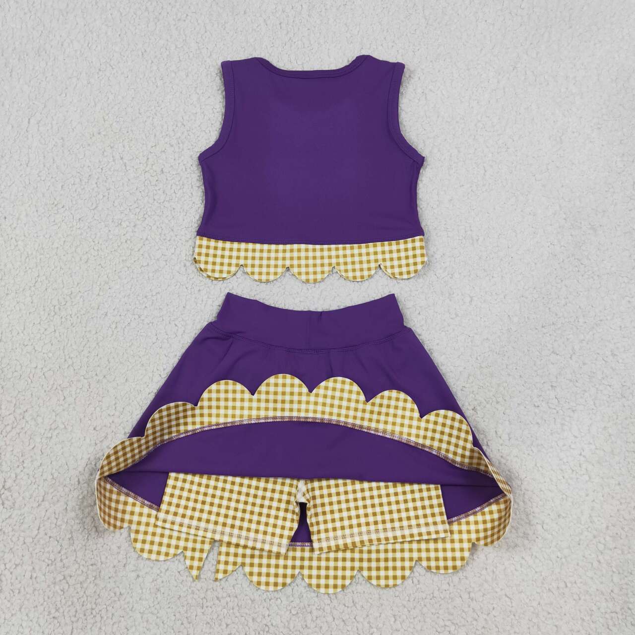 Purple yoga tank top matching skorts girls outfit