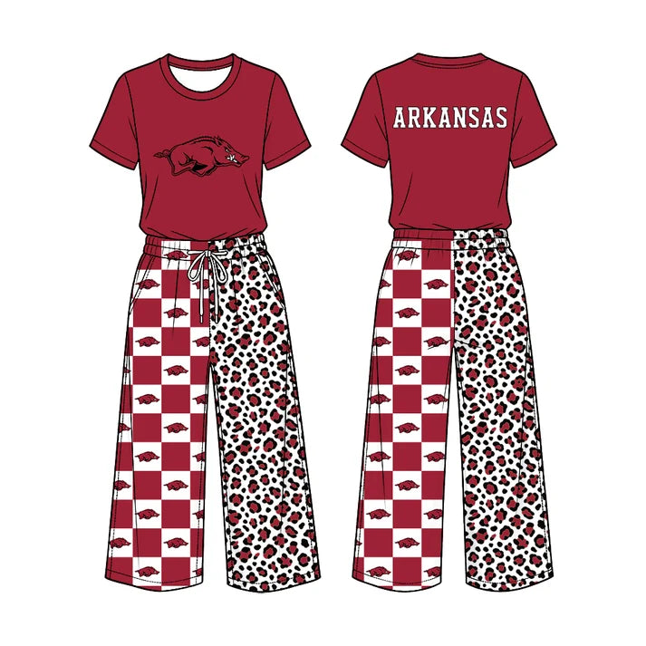 Baby girl custom team cheer design long sleeve top pants set
