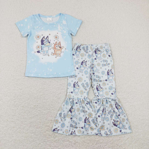 best sister blue cartoon dog matching sibling set