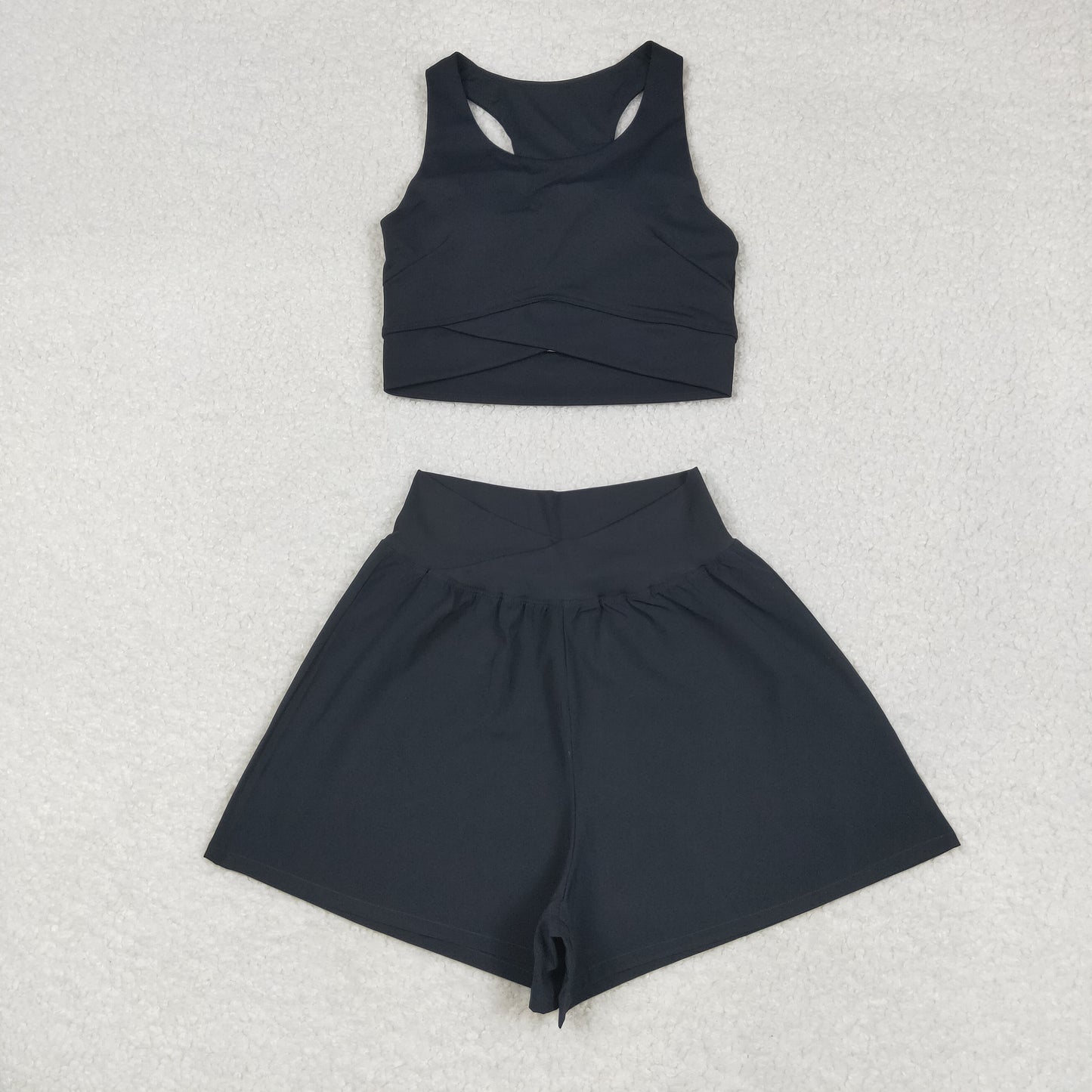USA SHOP Adult women black yoga short set GSSO2648