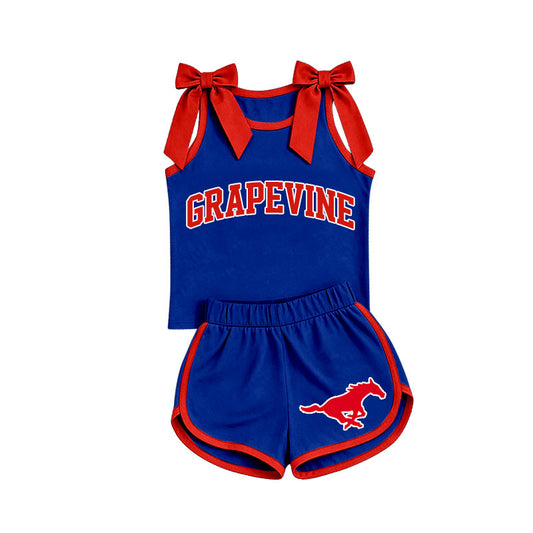 Custom team short sleeve top matching shorts girls summer outfit