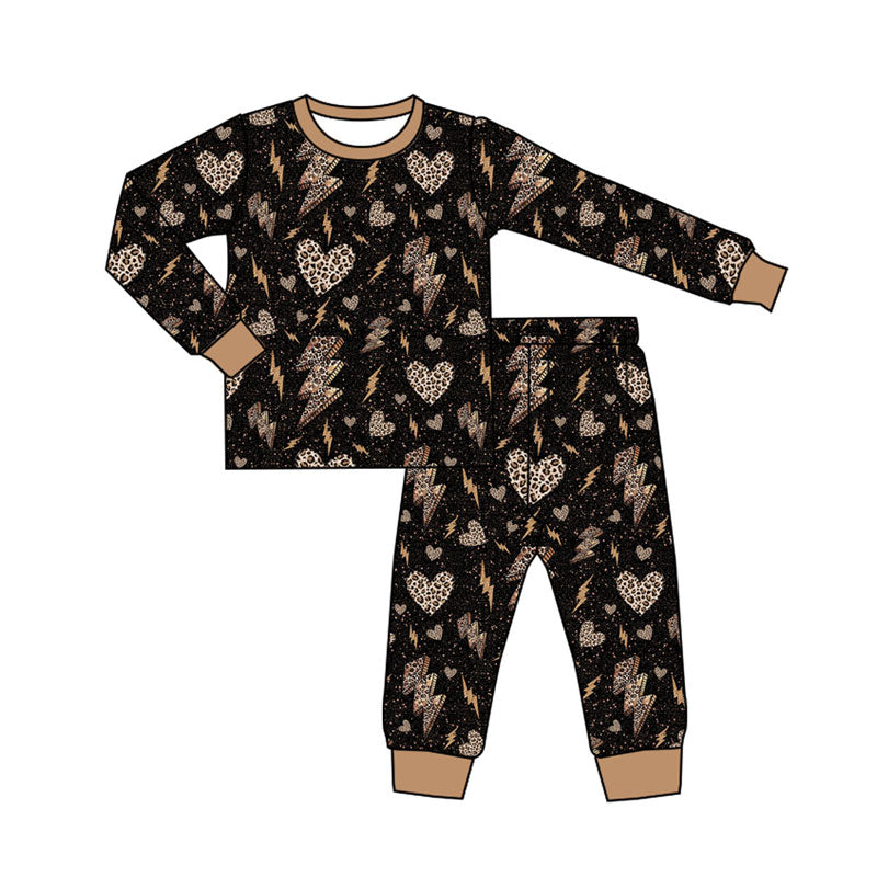 Valentines day kids long sleeve pajama set wholesal factory price