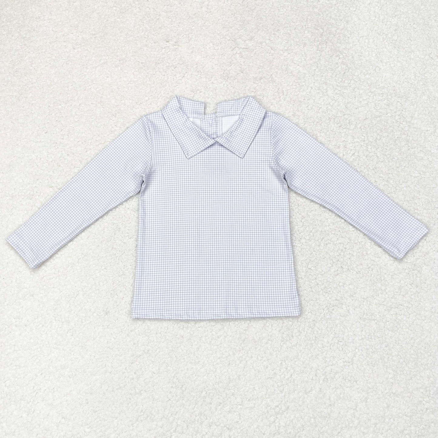 baby boy long sleeve blue gingham polo shirt