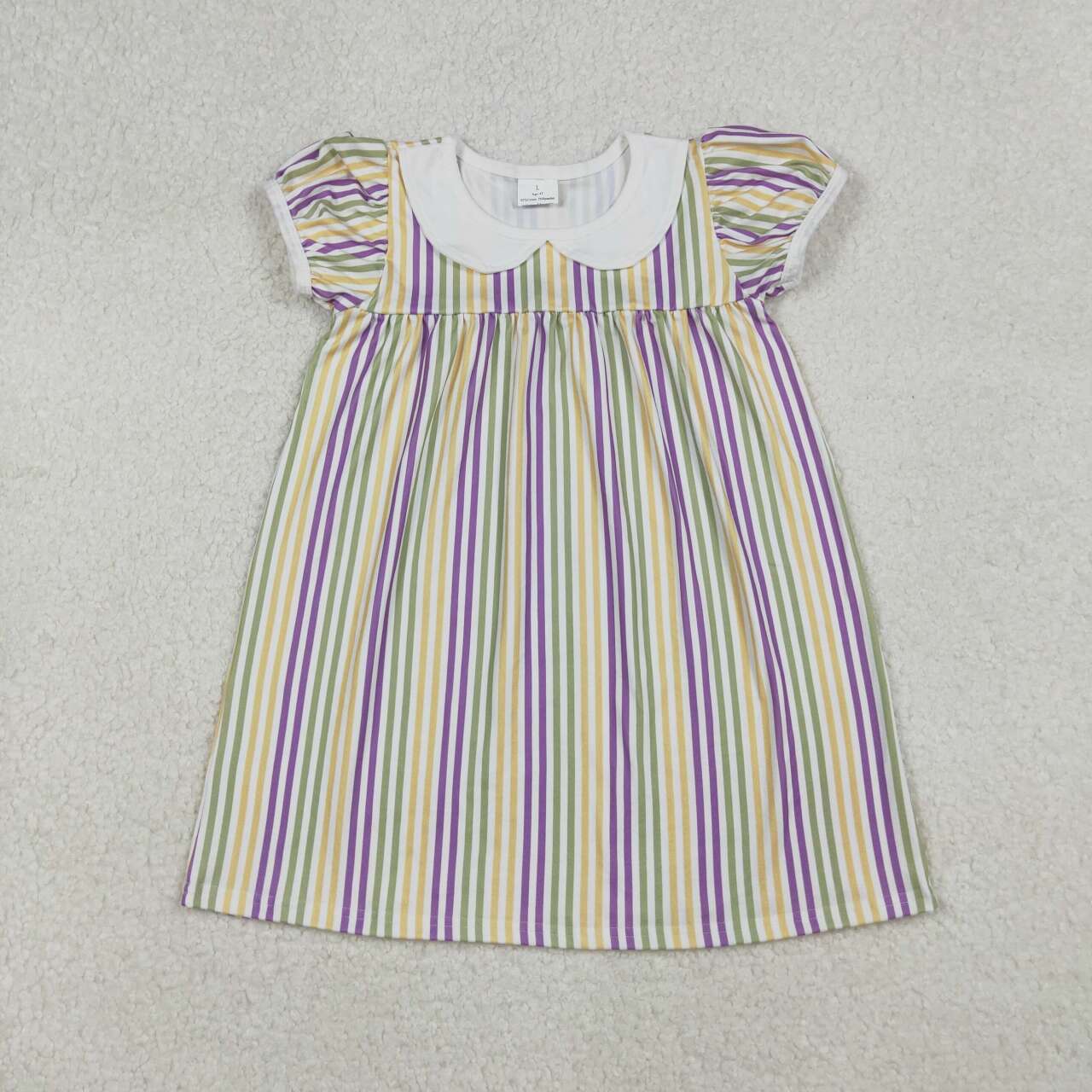Toddle girls lavender yellow green Mardi Gras dress