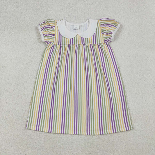 Toddle girls lavender yellow green Mardi Gras dress