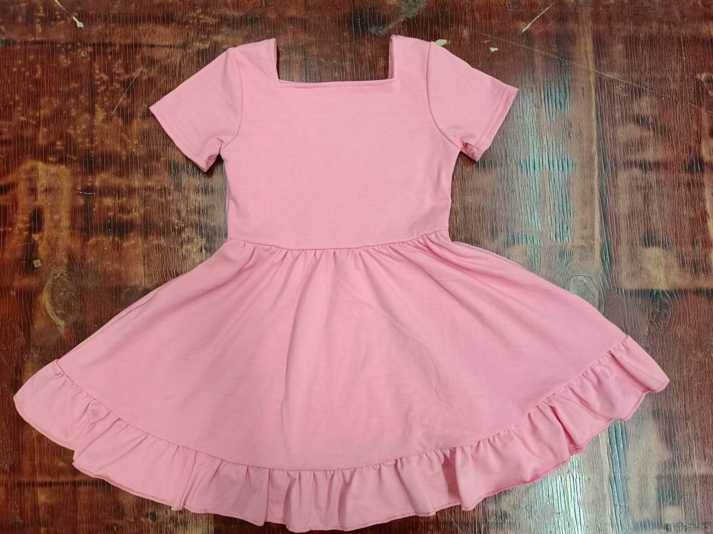 Toddle baby girls solid pink cotton dress