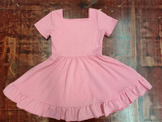 Toddle baby girls solid pink cotton dress