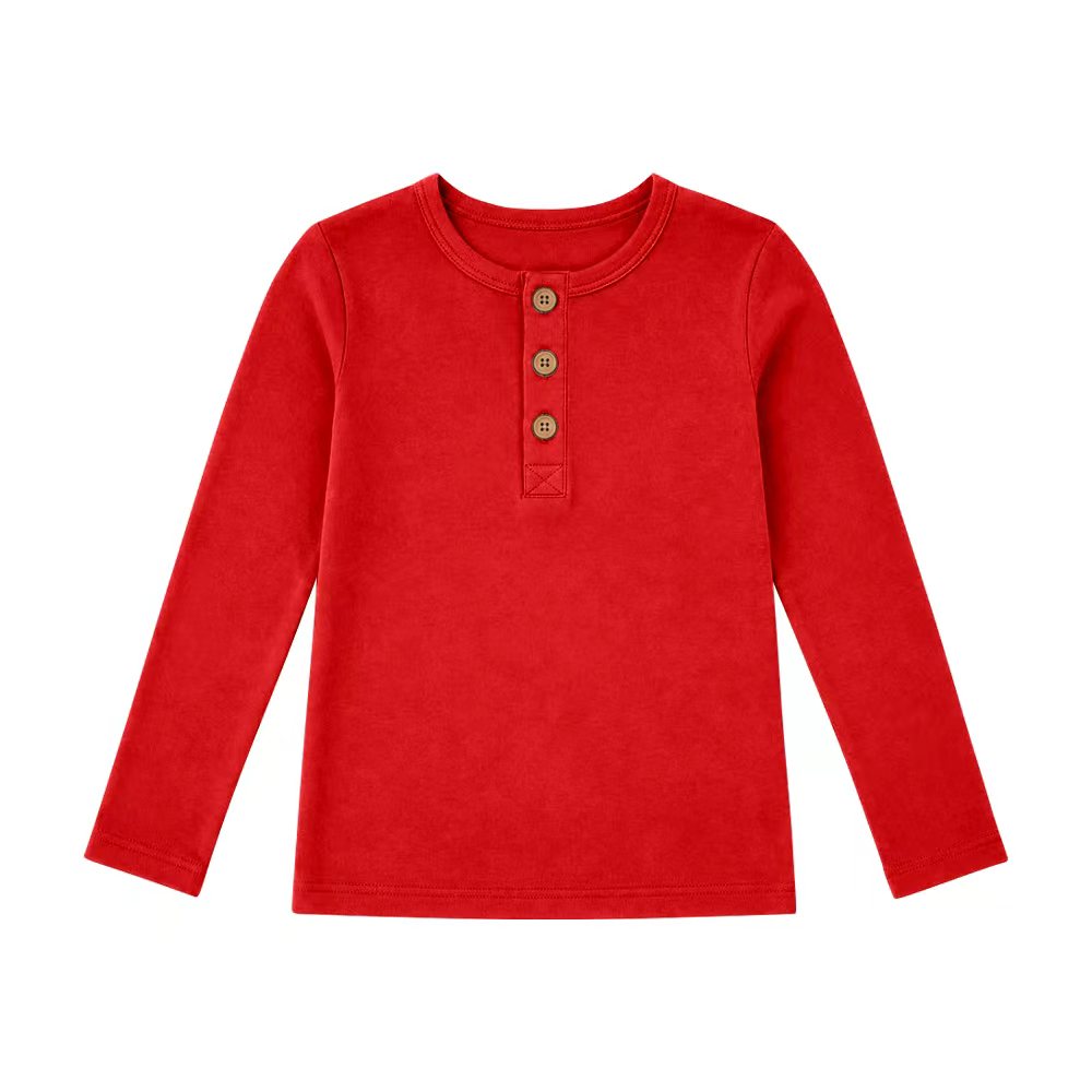 baby girls custom design long sleeve solid color cotton top