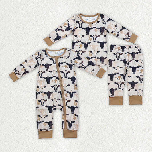 Farm cow baby boy long sleeve bamboo matching clothes