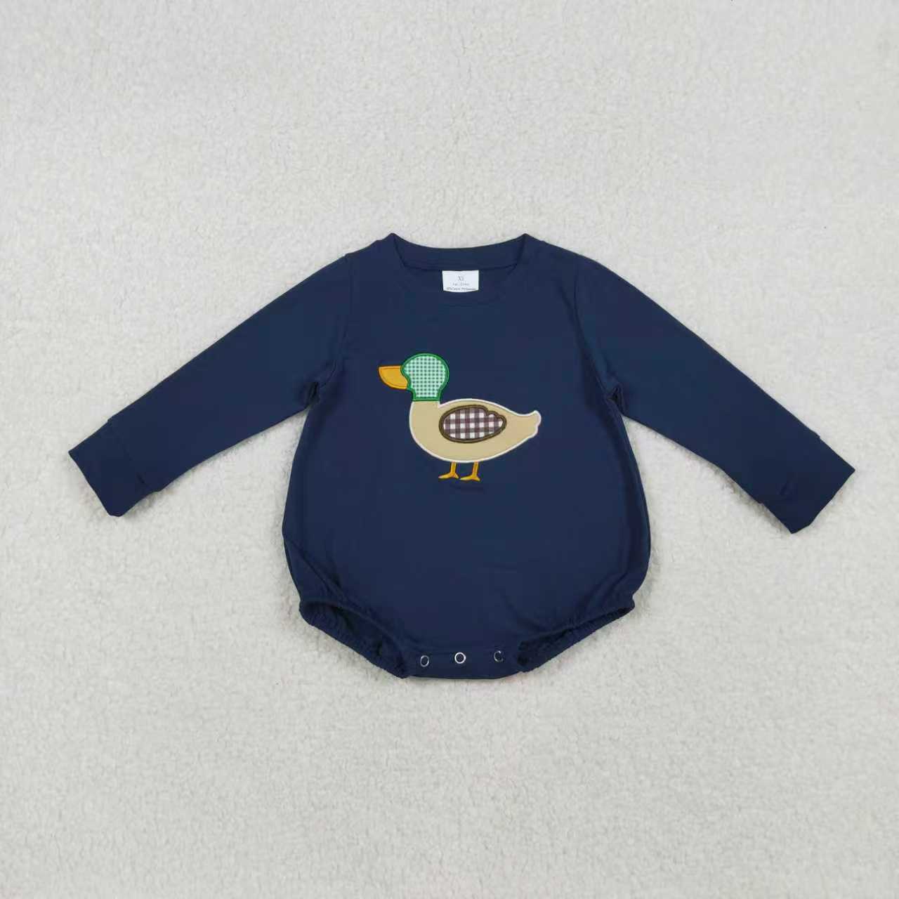 Embroidery Mallard duck girls long sleeve matching outfit