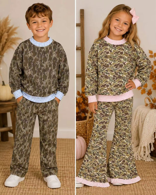 Toddle kids custom team camo design long sleeve clothes wholesale price