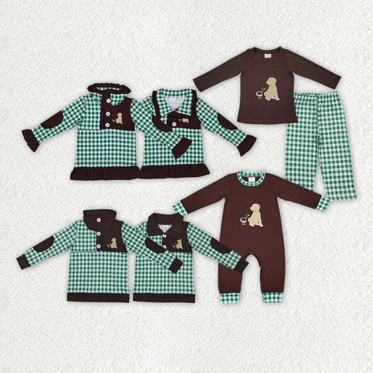 Embroidery mallard duck reindeer kids matching clothes set