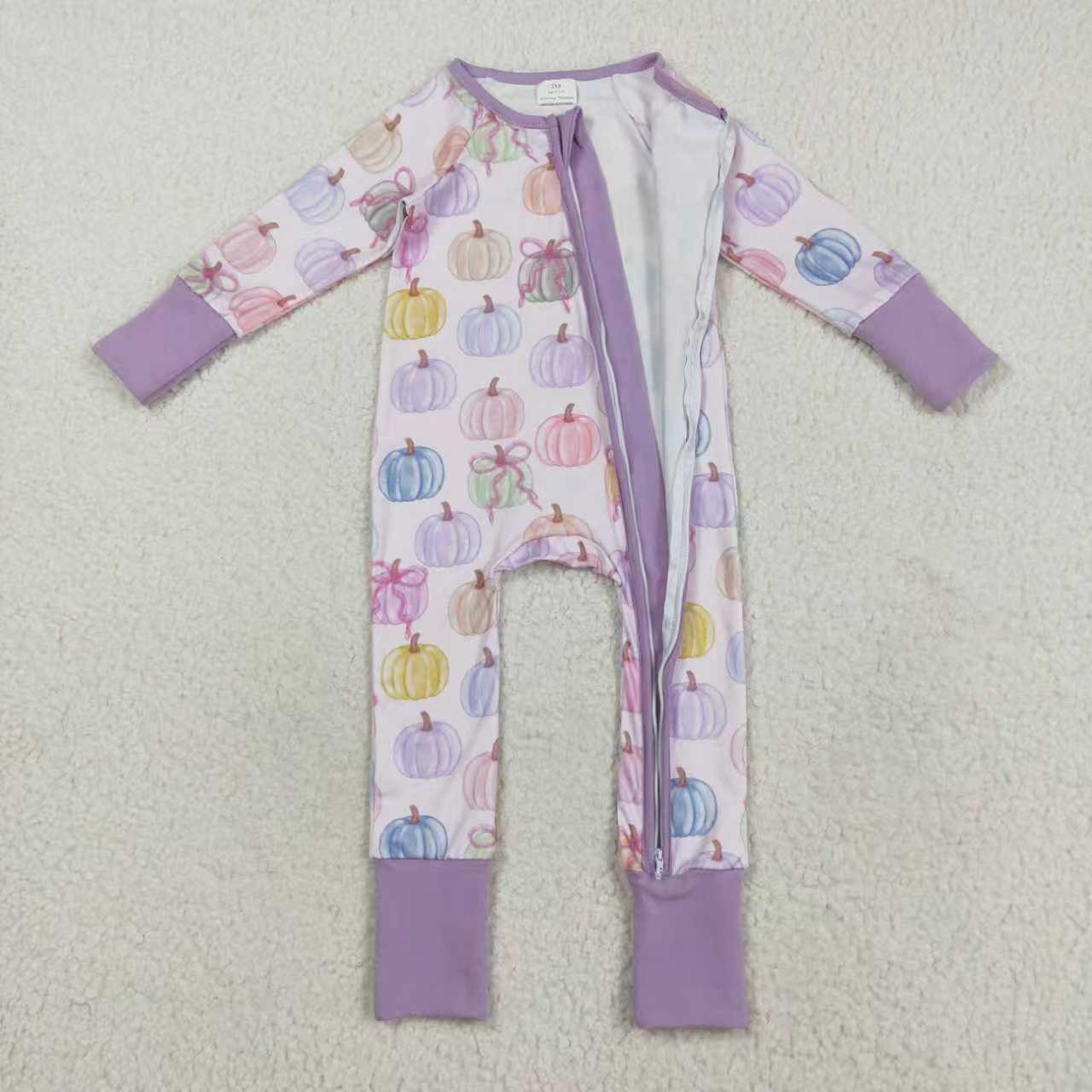 Colorful pumpkins design girls long sleeve matching outfit